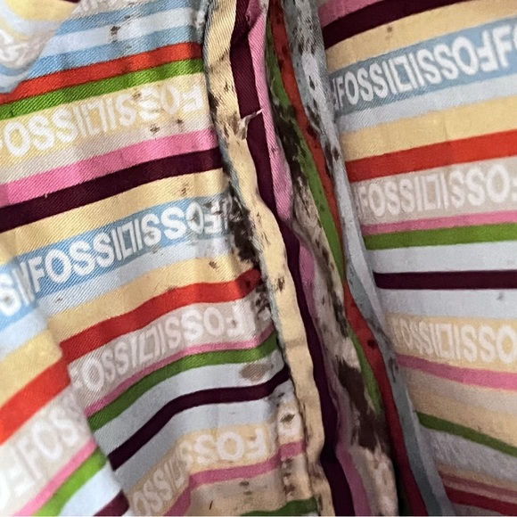 Fossil Lime Green Canvas Crossbody Bag Adjustable Strap - Picture 7 of 7